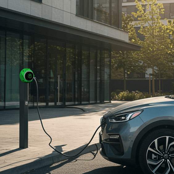 Charging an electric vehicle at a workplace EV charging station
